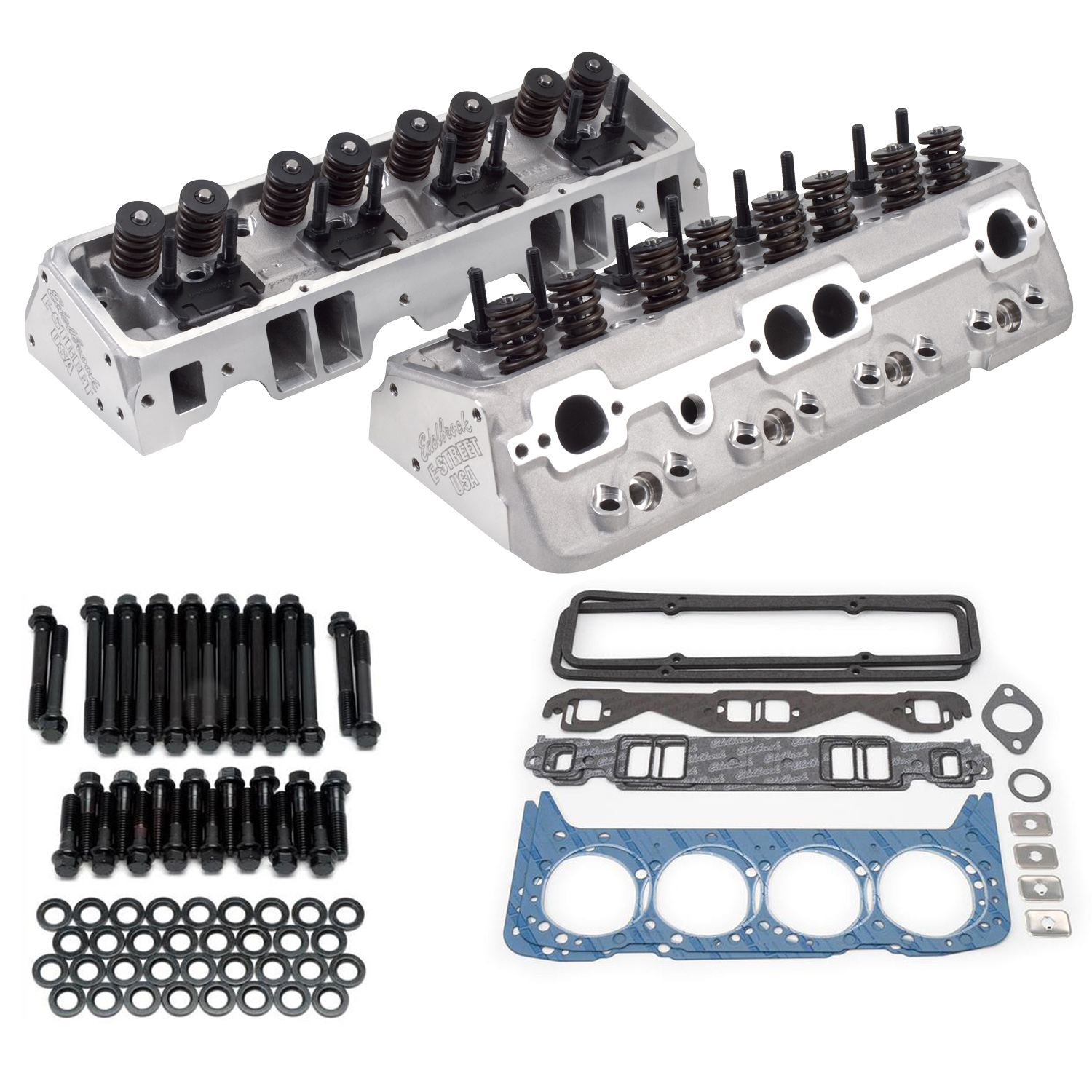 E-Street Cylinder Head #2240 SB Chevy 262-400, Hydraulic Flat Tappet With Gaskets and Head Bolts