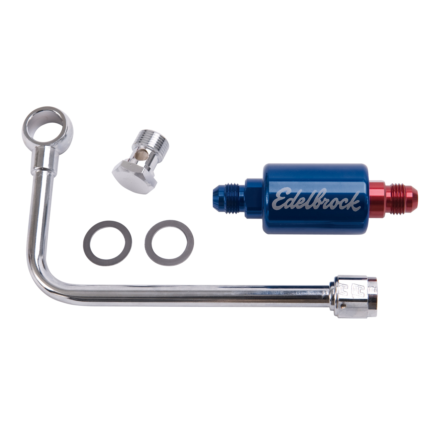 Single Feed Fuel Line Chrome With Blue Anodized Aluminum Filter