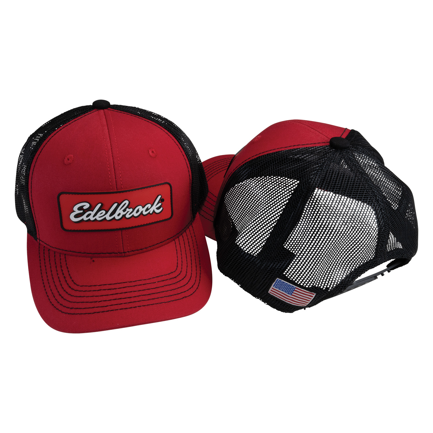 Edelbrock Mesh Adjustable Hat, Black/Red